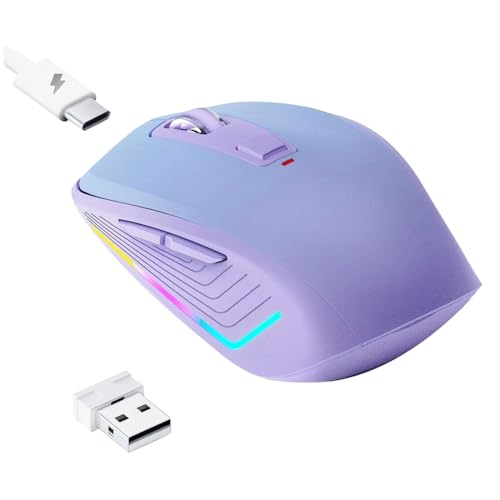 Ratón inalámbrico recargable por USB óptico y Bluetooth con retroiluminación RGB de oficina