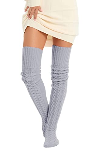 Image of Women's Thigh High Knitted Winter Boot Socks Vintage Extra Long Leg Warmer Over Knee High Stockings