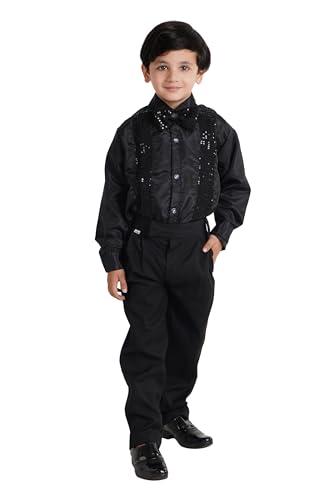Image of Kaku Fancy Dresses Dance Costume Shinning Shirt With Bow Tie for Kids | Sequin Work School Annual Function & Theme Party's Shirt for Boys (ONLY SHIRT)
