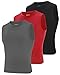 Poekuao 3 Pack Boys Compression Sleeveless Shirt Youth Workout Base Layer Tank Tops Kids Breathable Undershirt for Football Black/Light Grey/Red XL