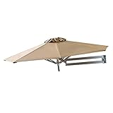 Sonnenschirm, 2,2 m, Wandschirm mit 8 Aluminiumstreben für Terrasse/Garten, Kleiner, runder, hängender, Faltbarer Sonnenschutz, geschützter Terrassenschirm für den Außenbereich, Kh