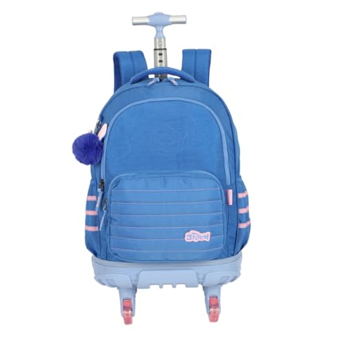 Mochila com Rodinhas 360° e Alças Stitch Azul MC49232SC Luxcel