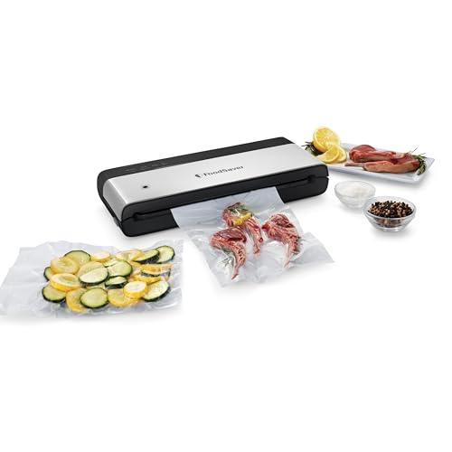 FoodSaver PowerVac Compact Vacuum Sealer Machine w/ Vertical Storage | 5 Airtight Vacuum Seal Bags & 1 Roll | VS0150| Stainless Steel by FOODSAVER - Used condition - CA$66.50