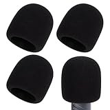 MAQIHAN 4PCS Mic Covers For Microphones - Black Mic Cover Foam Windscreen Covers For Microphones Wind Screen For Mics Enhanced Tone Suitable Use Perfect Gift For Music Enthusiasts (3.1x3.3 inch)