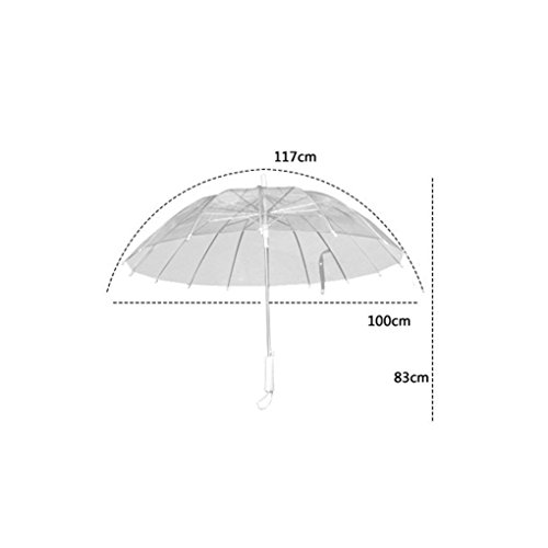 Parapluie rétro transparent à 16 os et manche longue courbé