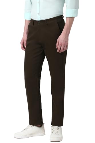 Image of Peter England Men's Straight Fit Mid Rise Chino Casual Trouser with Premium Dobby