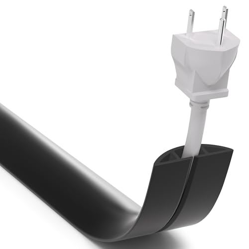 Image of ZhiYo 5.6ft Cord Covers for Wires on Floor, Cord Hider Floor Hide Extension Cords, Soft PVC Cable Cover Cable Protector, Wire Cavity W0.62in H0.31in, Black
