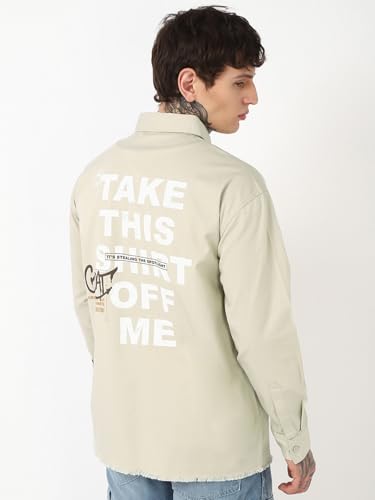 Chemise typographie crème style oversize et coupe ample XXL