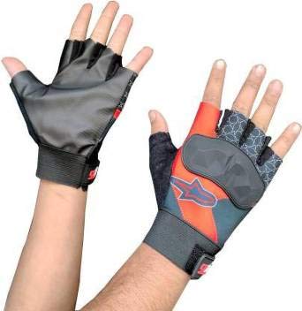 ZaySoo Gloves for Riding, Mountain Bike Half Finger Anti Slip Gloves Gym & Fitness Gloves (Red)