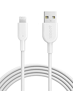 Câble Lightning USB 1,8m PowerLine II Anker - MFi Certifié Blanc