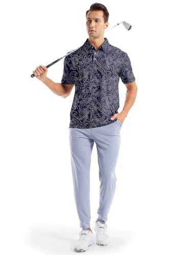 Mens Golf Shirt Short Sleeve Dry Fit Moisture Wicking Performance Collared Funny Print Golf Polo Shirts for Men4