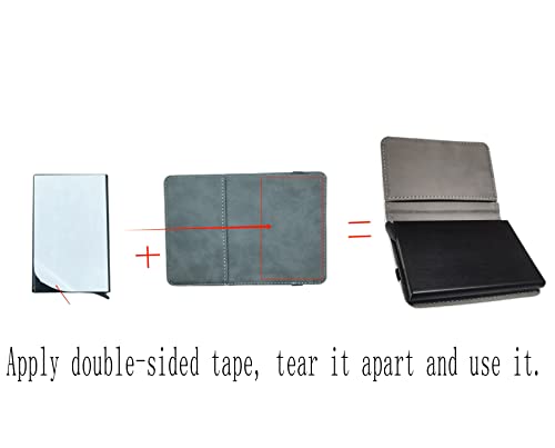 2 Pieces Sublimation Pop Up Automatic Credit Card Holder Wallet with Bill Slot, High Temperature Resistant Leather for Women Men DIY Craft (Gray)2