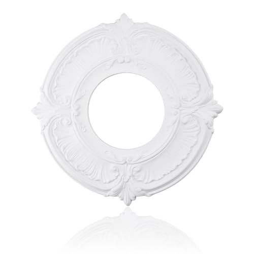 Image of INCREWAY 1Pack Lighting PU Ceiling Medallion Ceiling Cover Plate Ceilings Fan Medallion Home for Light Fixtures Ceiling Light Trim, 12 Inch OD x 5 Inch ID