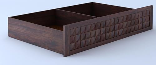 Image of Ganpati Arts Solid Sheesham Wood Diamond King Size Bed with Half Box and Front Opening Trolly Storage for Home | Wooden Double Bed for Living Room Bedroom (Walnut Finish) 1 Year Warranty