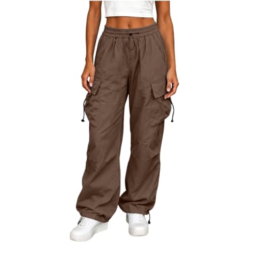Women's Cargo Pants Drawstring Waist Wide Leg Utility Work Trousers - image 1