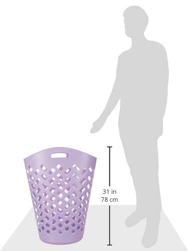 Image of Cello Flexi Multipurpose Plastic Laundry Basket, Purple, 50 Ltrs | Lightweight and Portable | Storage Organizer | Convenient Handling | Useful For Storing Clothes, Toys, Books