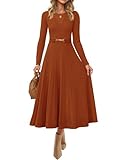 ZESICA Women's Long Sleeve Midi Sweater Dress...