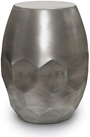 SIMPLIHOME Flanigan Industrial 16 inch Wide Metal Accent Side Table in Antique Silver, Fully Assembled for the Living Room and Bedroom