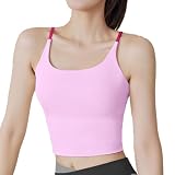 [DAYCLOSET] ヨガウェアトップス カップ付き レディース バッククロス タンクトップ 薄手 速乾 ストレッチ yoga121 (L, ピンク)