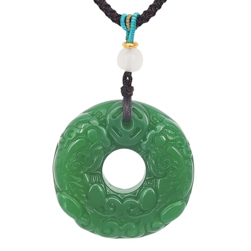 Handmade Natural Jade Stone Pendant Necklace – Healing Jade Jewelry with Chakra Energy, Attract Wealth, Luck & Health, Spiritual Unisex Gift for Prosperity (Lucky Charm Green Pixiu)