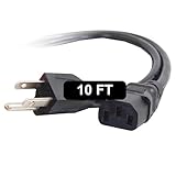 C2G Power Cord, Replacement Power Cable, 3 Pin Connector, For Computers, TVs, Monitors, & More, 18 AWG, Black, 10 Feet (3.04 Meters), Cables to Go 03134