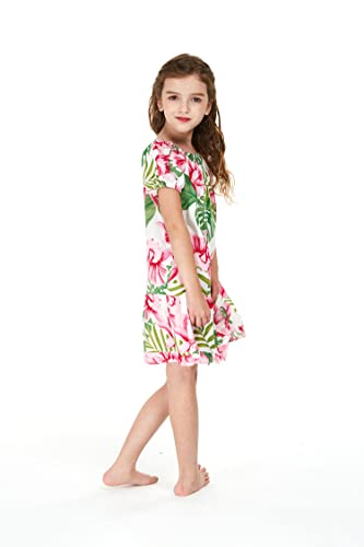 Girl Hawaiian Short Sleeve Simple Muumuu Ruffle Dress in Sandy Beach4