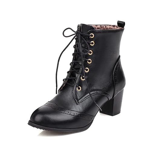 Bottes d'hiver à lacets avec talon épais édition coréenne chic - 3