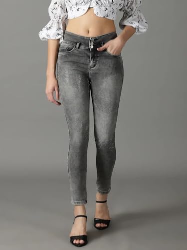 Image of SHOWOFFFF Women Slim Fit Jeans | Denim Jeans for Womens | Mid-Rise Regular Length Jeans for Women's
