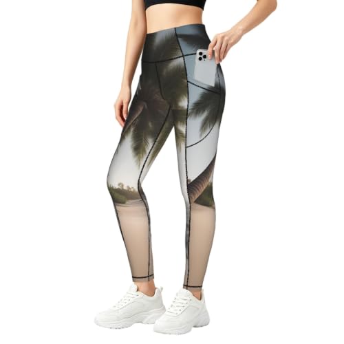 Leggings con estampado de palmeras que moldean la figura en el ejercicio y uso diario