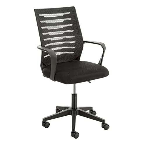 Baroni Home Silla De Oficina Giratoria Acolchada, Sillón De Oficina Con Altura Regulable Y Reposabrazos, Con Asiento Ergonómico, Color Negro Baroni Home Silla De Oficina Giratoria Acolchada, Sillón De Oficina Con Altura Regulable Y Reposabrazos, Con Asiento Ergonómico, Color Negro
