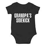 Grandpa's Sidekick - My Grandfather is the Best - I'm His Favorite - Cute One-Piece Infant Baby Bodysuit (Newborn, Black)