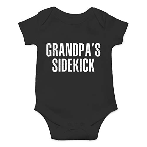 Image of AW Fashions Grandpa's Sidekick Baby Bodysuit Cute Newborn Outfit Funny Boy Girl Grandparent Infant Clothes