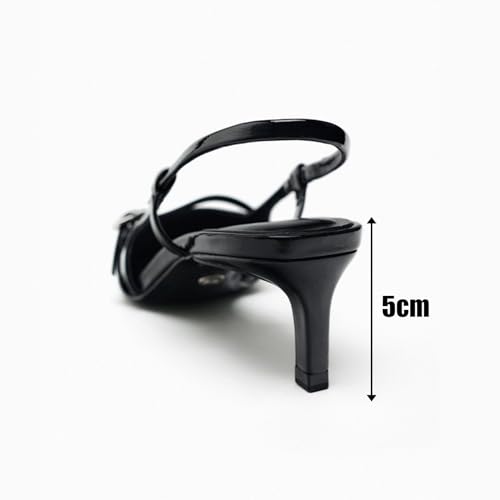 Women's Patent Leather Kitten Heel Closed Pointed Toe Dress Pumps with Adjustable Ankle Straps Slingback Low Heel Casual Sandals for Party Prom Evening Dating4