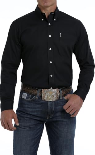 Cinch Men's Modern Fit Solid Long Sleeve Button-Down Western Shirt Black Large4