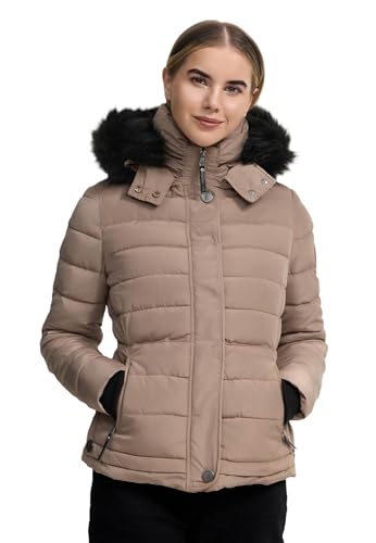 Navahoo warme Damen Winter Jacke Parka Mantel Stepp Kurzjacke gefüttert B301 [B301-Taupe-Grey-Gr.L]