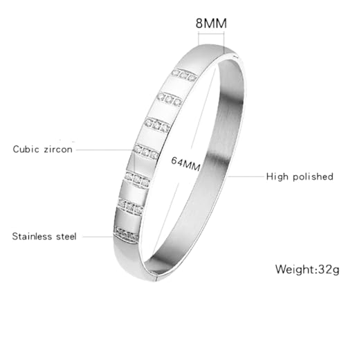 Jude Jewelers 8mm Width Stainless Steel Cubic Zircon Filled Open Clasp Bangle Bracelet3