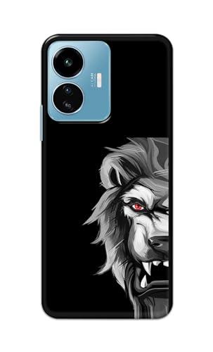 Image of Plastic Printfidaa Printed Hard Back Cover Case For Vivo Iqoo Z6 Lite 5G | Vivo Y77 5G Back Cover (Angry Lion) -112, Black