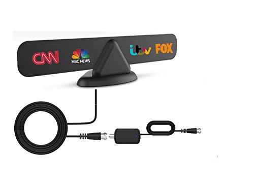 [2021 Model] Digital Amplified TV Antenna - Best Indoor TV Antennas for HDTV Smart and Older TV’s, Support Full HD, 4k — 35-140 Miles Range Powerful Signal Booster Amplifier, 9.8 Ft Coax Cable