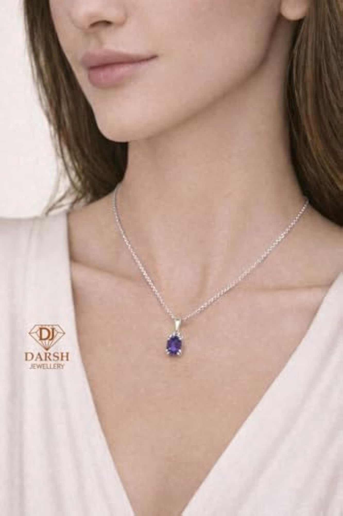 Women's 925 Sterling Silver Purple CZ Flower Pendant Necklace