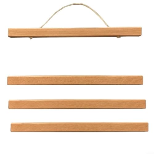 Fauhapyway Cintre magnétique en bois massif pour affiche, corde en cuir de hêtre, cadre minimaliste, décoration murale, peintures d'œuvres d'art, 21/31/51 cm (51 cm)