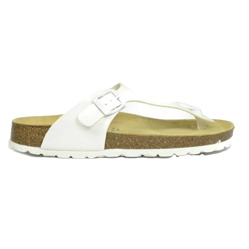 Image of Sanosan Geneve Ladies Toe Post Sandals Lacque White Patent