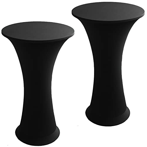 Image of Cocktail Table Covers - 2 Pack 24 inchx43 inch Fitted Highboy Table Cloth - Black
