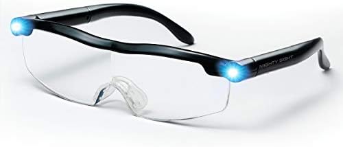 JML Magnifying Glasses with Light - Magnifier Spectacles for Hobbies and Reading for Hands-Free Wearable 160% Magnification - USB Rechargeable, Fits Over Standard Glasses - Mighty Sight