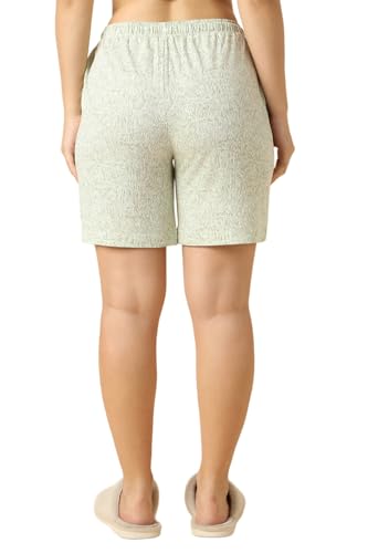 Image of Van Heusen Women Printed Lounge Shorts - Functional Pocket, Elasticized Waist with Drawcord Ties, Ultra Soft Green