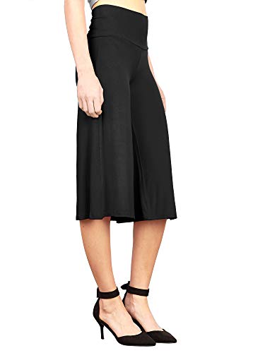 Made By Johnny Women's High Elastic Waistband Wide Leg Palazzo Culotte Gaucho Capri Pants (S~5XL)2