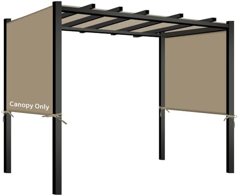 Universal Canopy Cover Replacement for 17x6.8 Ft Outdoor Pergola Structure, Garden Pergola Shade for Gazebo Patio Porch Balcony, Outdoor Waterproof Pergola Canopy Top(Cover Only) (Khaki)
