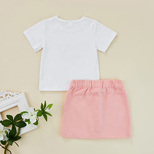 Image of Toddler Baby Girls Camouflage Outfit Black Letter Tops Shirt + Denim Skirt Dress Shorts Summer Two Piece Clothes Set