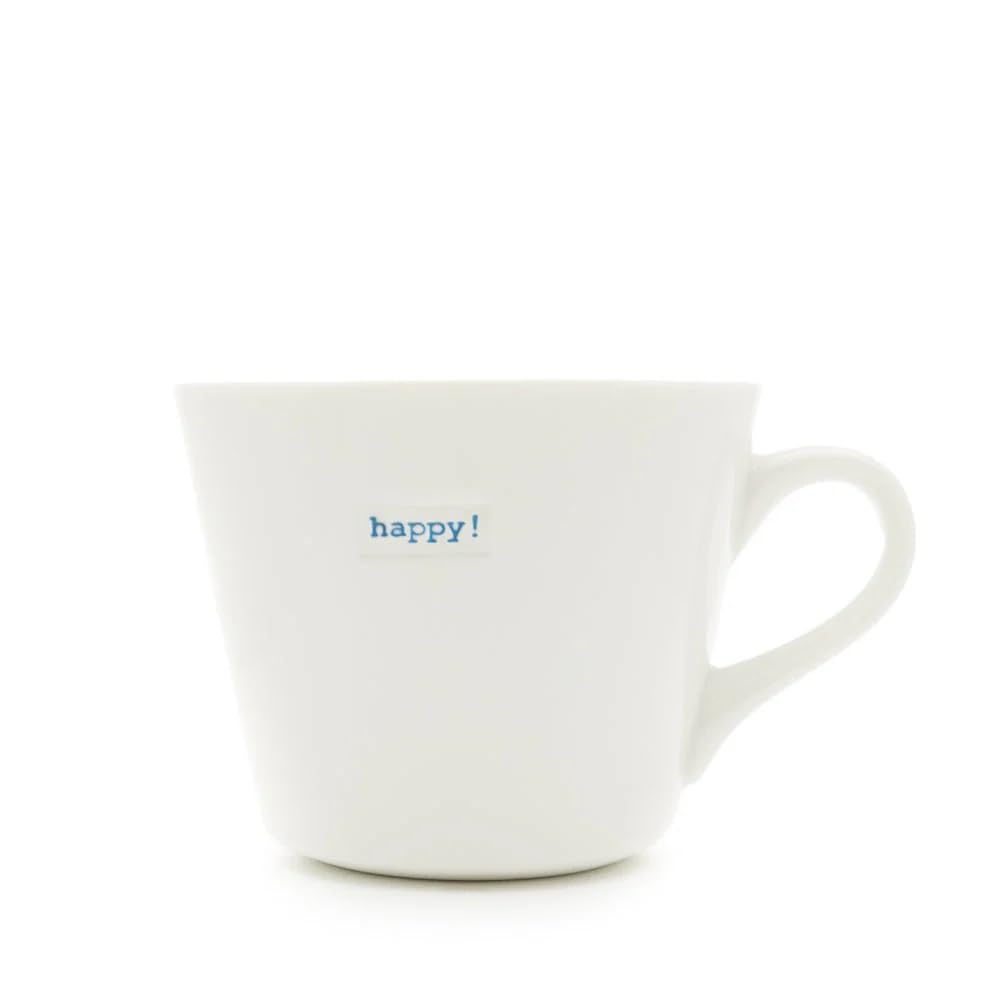 Keith Brymer Jones - Word Range - Ceramic Standard Mug - Happy! - Blue - 350ml