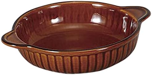 Set of 10 Western-Style Ceramic Single Item, American Glaze Round Gratin (N), (D) 8.1 x 6.5 x 1.6 inches (20.5 x 16.5 x 4 cm), Souvenir, Restaurant, Commercial Use, Tableware