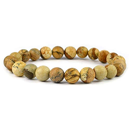 Bracelet en pierre cristal de jaspe jaune 8 mm pour guérison de reiki